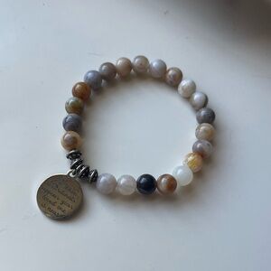 Agate Beaded Bracelet with Cardinal Charm